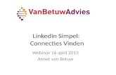 Webinar LinkedIn Simpel 2: Connecties Vinden, 16 april 2013