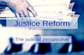 Justice Reform The judicial perspective. Topics Common ground Managing change Budgets Four lessons Surprises.