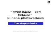 Van der Waals-Zeeman Institute, University of Amsterdam “Twee halen - een betalen” Si nano-photovoltaics Tom Gregorkiewicz.
