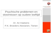 BROEDERS ALEXIANEN Psychiatrische kliniek Tienen Psychische problemen en stoornissen op oudere leeftijd Dr. An Haekens P.K. Broeders Alexianen, Tienen.