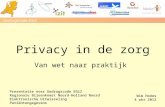 Privacy in de zorg Van wet naar praktijk Wim Hodes 4 okt 2012 Presentatie over Gedragscode EGiZ Regionale Bijeenkomst Noord-Holland Noord Elektronische.
