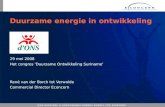Duurzame energie in ontwikkeling 29 mei 2008 Het congres 'Duurzame Ontwikkeling Suriname' René van der Borch tot Verwolde Commercial Director Econcern.