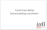 Food-Fuel debat Samenvatting resultaten. Food - Fuel, concurrentie of synergie?  Leidt het gebruik van biomassa voor biofuels tot aantasting van de voedselvoorziening?