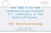 Het HBO-I en het samenwerkingsverband ICT onderwijs & het bedrijfsleven, Het Markiesoverleg Joke Jansen voorzitter HBO-I.