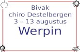 Bivak chiro Destelbergen 3 – 13 augustus Werpin. 3 - 13 augustus 2011 kamp Werpin Werpin •+/- 200 km ver •klein dorpje in Provincie Luik •op een boogscheut.