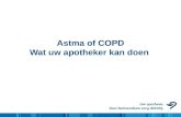 Astma of COPD Wat uw apotheker kan doen. Programma • Astma/COPD algemeen • klachten • ontstaan • wat is er aan te doen • Geneesmiddelen bij astma en COPD.