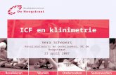 ICF en klinimetrie Vera Schepers Revalidatiearts en onderzoeker, RC De Hoogstraat 21 april 2007.