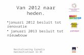 Revitalisering Cornelis Danckertsstraat 32-36 Van 2012 naar heden. •januari 2012 besluit tot renovatie • januari 2013 besluit tot nieuwbouw.