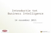 Introductie tot Business Intelligence 14 november 2011.