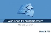 Workshop Penningmeesters Mischa Boeren. Wettelijke eisen voor de jaarrekening Eenvoudige regelgeving •Opstellen van een balans •Opstellen van een staat.