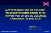 WAP:Integratie van de pensioen- en solidariteitsinstellingen in het netwerk van de sociale zekerheid Colloquium 31 mei 2005 KSZ-BCSS 31/05/2005 Kruispuntbank.