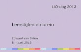 LIO-dag 2013 Leerstijlen en brein Edward van Balen 8 maart 2013.