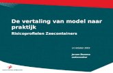 14 oktober 2003 Risicoprofielen Zeecontainers De vertaling van model naar praktijk Jeroen Bezema onderzoeker.