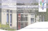 Informatie-avond Voortgezet Onderwijs Welkom op ‘t Bolwerk 11 november 2013.