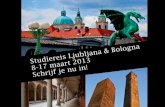 Ljubljana-Bologna-Venetië 8-17 maart 2013. Bart, voorzitter Hasse, vice- voorzitter Rutger, penningmeester Barbera, vice- sponsoring Jori, sponsoring