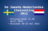De Zweeds-Nederlandse uitwisseling 2012 • Ontvangstweek 15-20 april 2012 • Reisweek 20-25 mei 2012.