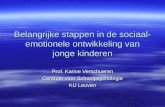 Belangrijke stappen in de sociaal-emotionele ontwikkeling van jonge kinderen Prof. Karine Verschueren Centrum voor Schoolpsychologie KU Leuven.