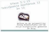 Efeze 3:1-13 Tekstboekje Hoofdstuk 12 en 13 Welkom op de gezamenlijke Kring Bijbelstudie van de Vrije Evangelische gemeente De Brug.