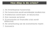Hoe diep is de crisis? 1. De Amerikaanse huizencrisis 2. De huizencrisis wordt wereldwijde kredietcrisis 3. Kredietcrisis wordt bank- en beurscrisis 4.