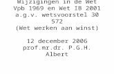 Wijzigingen in de Wet Vpb 1969 en Wet IB 2001 a.g.v. wetsvoorstel 30 572 (Wet werken aan winst) 12 december 2006 prof.mr.dr. P.G.H. Albert.