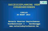 SUCCESSIEPLANNING VOOR ZORGBEHOEVENDEN SIMILES 26 MAART 2014 Notaris Maarten Duytschaever Voetbalstraat 1 - Gentbrugge .
