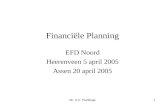 Mr. A.C. Plantinga1 Financiële Planning EFD Noord Heerenveen 5 april 2005 Assen 20 april 2005.