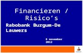 Financieren / Risico’s Rabobank Burgum-De Lauwers 6 november 2012