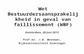Wet Bestuurdersaansprakelijkheid in geval van faillissement (WBF) Amsterdam, 20 juni 2013 Prof.mr. J.B. Wezeman, Rijksuniversiteit Groningen.