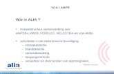 Wie is ALIA ? •Koepelstructuur samenwerking van ANPEB-LVMEB, FEDELEC, NELECTRA en vzw Afidis. •activiteiten in de elektronische beveiliging: –inbraakdetectie.