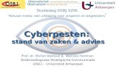 Cyberpesten: stand van zaken & advies Studiedag OSBJ VZW: ‘Nieuwe media: een uitdaging voor jongeren en begeleiders ’ Cyberpesten: stand van zaken & advies.