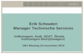 Erik Schouten Manager Technische Services Volkswagen, Audi, SEAT, Škoda, Volkswagen Bedrijfswagens VBV Meeting 24 november 2010.