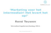 ‘Marketing voor het intermediair! Het levert het op!’ René Teuwen  Verzekeringsbranchedag 2011.