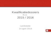 Kwalificatiedossiers m.i.v. 2015 / 2016 Landstede 14 april 2014.