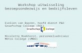 Workshop uitwisseling beroepsonderwijs en bedrijfsleven Evelien van Baaren, hoofd dienst P&O Graafschap College (ROC) Nicolette Boekhorst, personeelsadviseur.