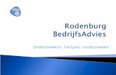 Ondernemers helpen ondernemen. Historie Rodenburg BedrijfsAdvies ( RBA ) opgericht in 2009 werkt samen met een netwerk van specialisten 4 tot 6 junioradviseurs.