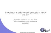 Nederlands Architectuur Forum voor de digitale wereld Inventarisatie werkgroepen NAF 2007 Wijke ten Harmsen van der Beek Namens Programma Commissie juni.