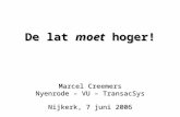 De lat moet hoger! Marcel Creemers Nyenrode – VU – TransacSys Nijkerk, 7 juni 2006