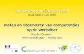 Meten en observeren van competenties op de werkvloer Nicolas Desmet HRM coördinator | Feniks vzw Competent van kop tot teen! Competent van kop tot teen!