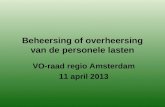 Beheersing of overheersing van de personele lasten VO-raad regio Amsterdam 11 april 2013.