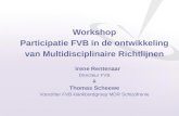 Workshop Participatie FVB in de ontwikkeling van Multidisciplinaire Richtlijnen Irene Rentenaar Directeur FVB & Thomas Scheewe Voorzitter FVB klankbordgroep.