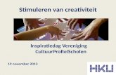 Stimuleren van creativiteit Inspiratiedag Vereniging CultuurProfielScholen 19 november 2013.