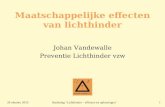 28 oktober 20101 Studiedag ’Lichthinder – effecten en oplossingen’ Maatschappelijke effecten van lichthinder Johan Vandewalle Preventie Lichthinder vzw.