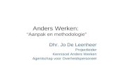 Anders Werken: “Aanpak en methodologie” Dhr. Jo De Leenheer Projectleider Kenniscel Anders Werken Agentschap voor Overheidspersoneel.