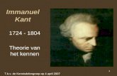 1 Immanuel Kant 1724 - 1804 Theorie van het kennen T.b.v. de Kennisdelengroep op 4 april 2007.