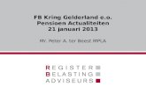 FB Kring Gelderland e.o. Pensioen Actualiteiten 21 januari 2013 Mr. Peter A. ter Beest MPLA.