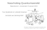 Nascholing Quantumwereld Bijeenkomst 1, Amsterdam 21 januari 2013 Tous Spuijbroek en Lodewijk Koopman met dank aan Stichting IOBT.