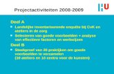 Projectactiviteiten 2008-2009 Deel A n Landelijke inventariserende enquête bij CvK en ateliers in de zorg n Selecteren van goede voorbeelden + analyse.