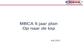 Juli 2011 MBCA 5 jaar plan Op naar de top. 2 Presentatie MBCA Waar staat MBCA voor Ambitie Key Success Factors.