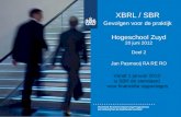 XBRL / SBR Gevolgen voor de praktijk Hogeschool Zuyd 20 juni 2012 Deel 2 Jan Pasmooij RA RE RO Vanaf 1 januari 2013 is SBR de standaard voor financiële.