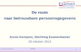 November 2008 100326 - evc1 1 © Stichting Examenkamer 121025 De route naar betrouwbare persoonsgegevens Annie Kempers, Stichting Examenkamer 25 oktober.